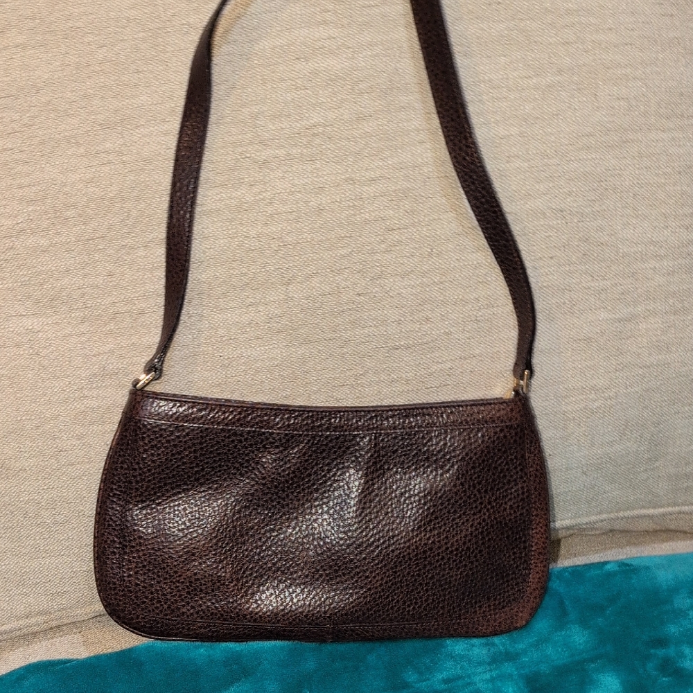 Furla Dark Brown Textured Shoulder Bag